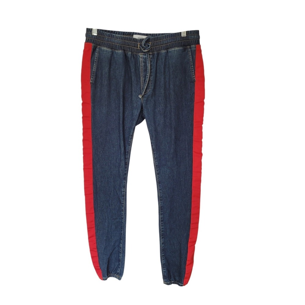 Wesc Mens Joggers 32 Denim Utility Slim Red Stripe Pockets Skate Street